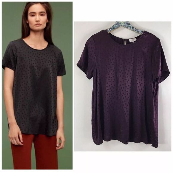 NWT Aritzia Wilfred 100% Silk Cypres Keyhole Back Top Purple Size XXS - Picture 1 of 15